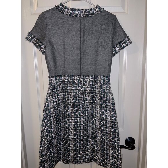 Carolina Herrera Wool Blend Tweed & Knit Dress Size 4 – Classic & Elegant - Picture 8 of 15